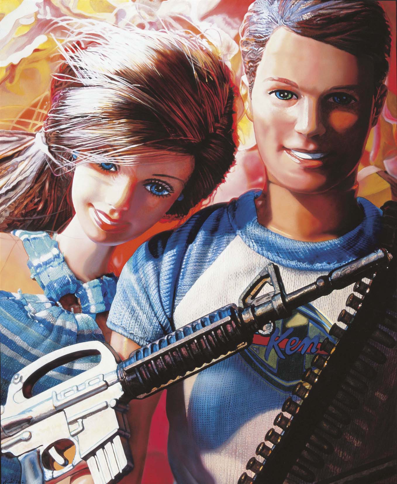 <p style="text-align: center;">Barbie & Ken are playing guerillas – 2000 – 115x95cm – acrylik on canvas</p>