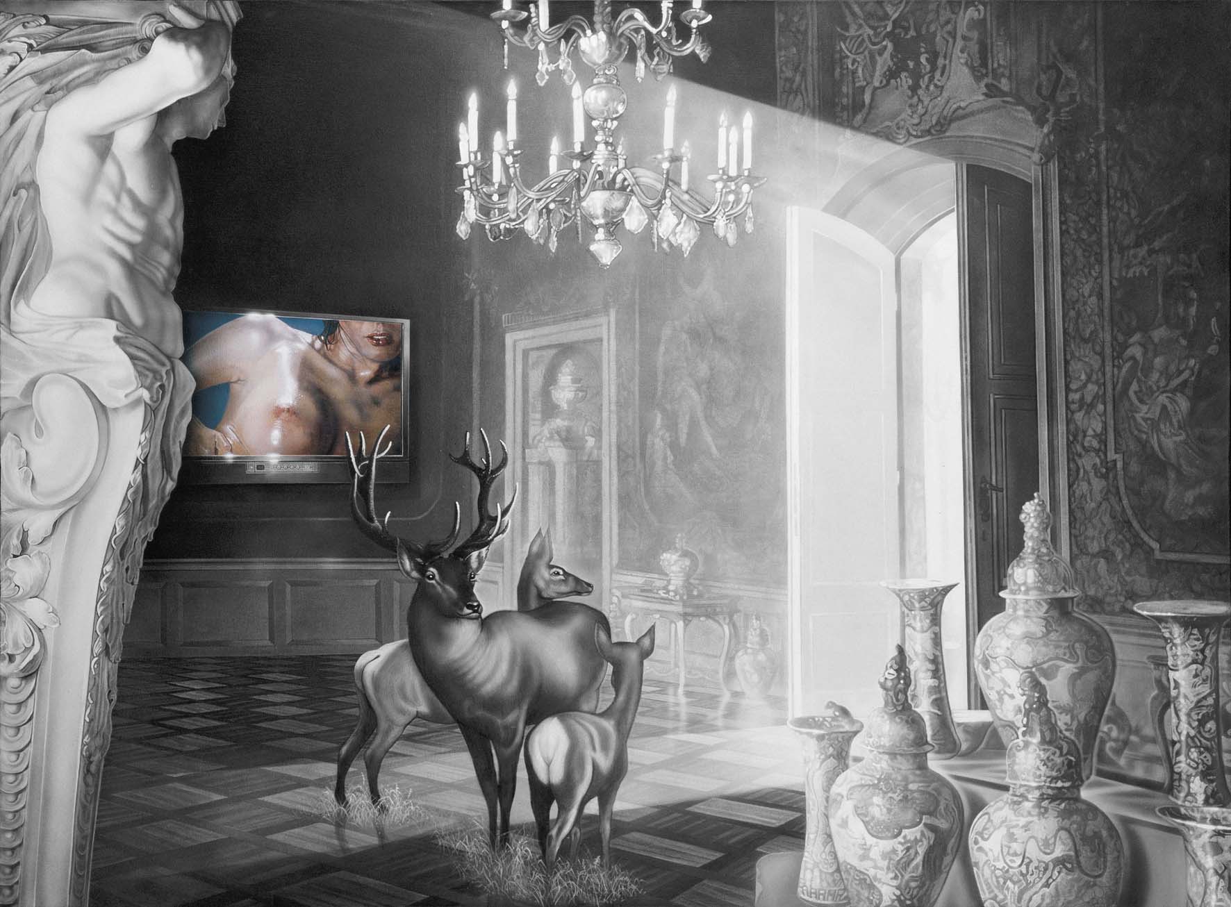 <p style="text-align: center;">Family weekend in the museum – 2000 – 150x200cm – acrylik on canvas</p>