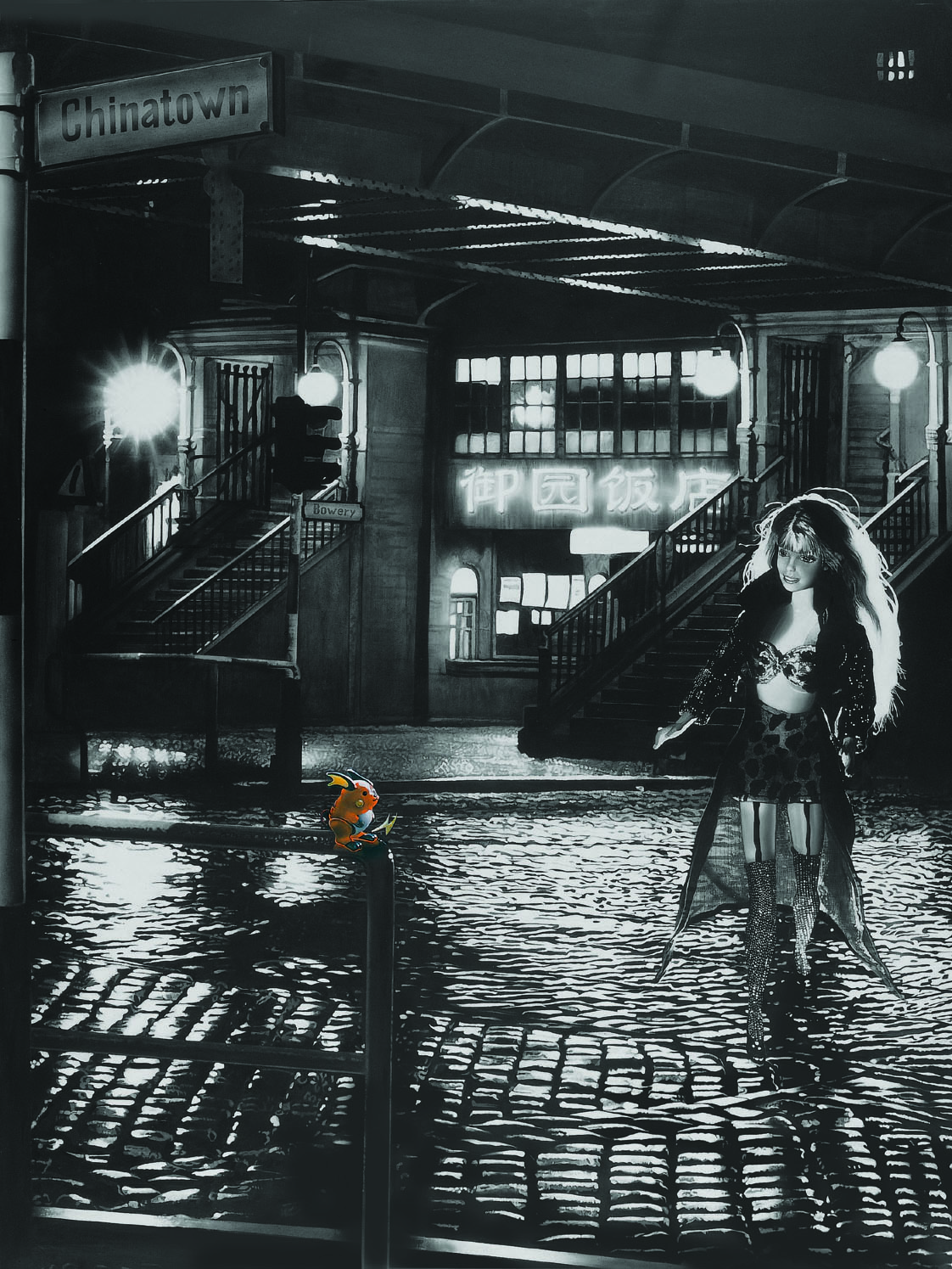 <p style="text-align: center;">Raichu & Barbie – 2001 – 200x150cm – acrylik on canvas</p>