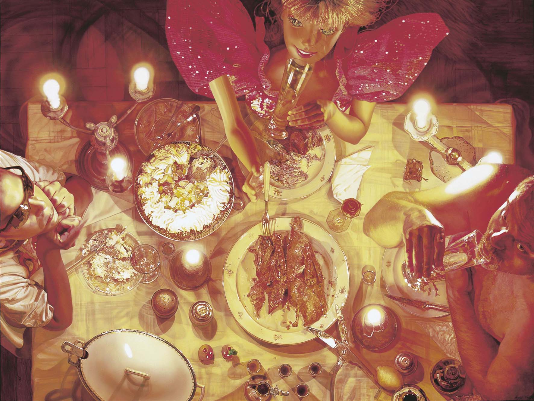 <p style="text-align: center;">Dinner with barbie – 2003 – 150x200cm – acrylik on cancvas</p>