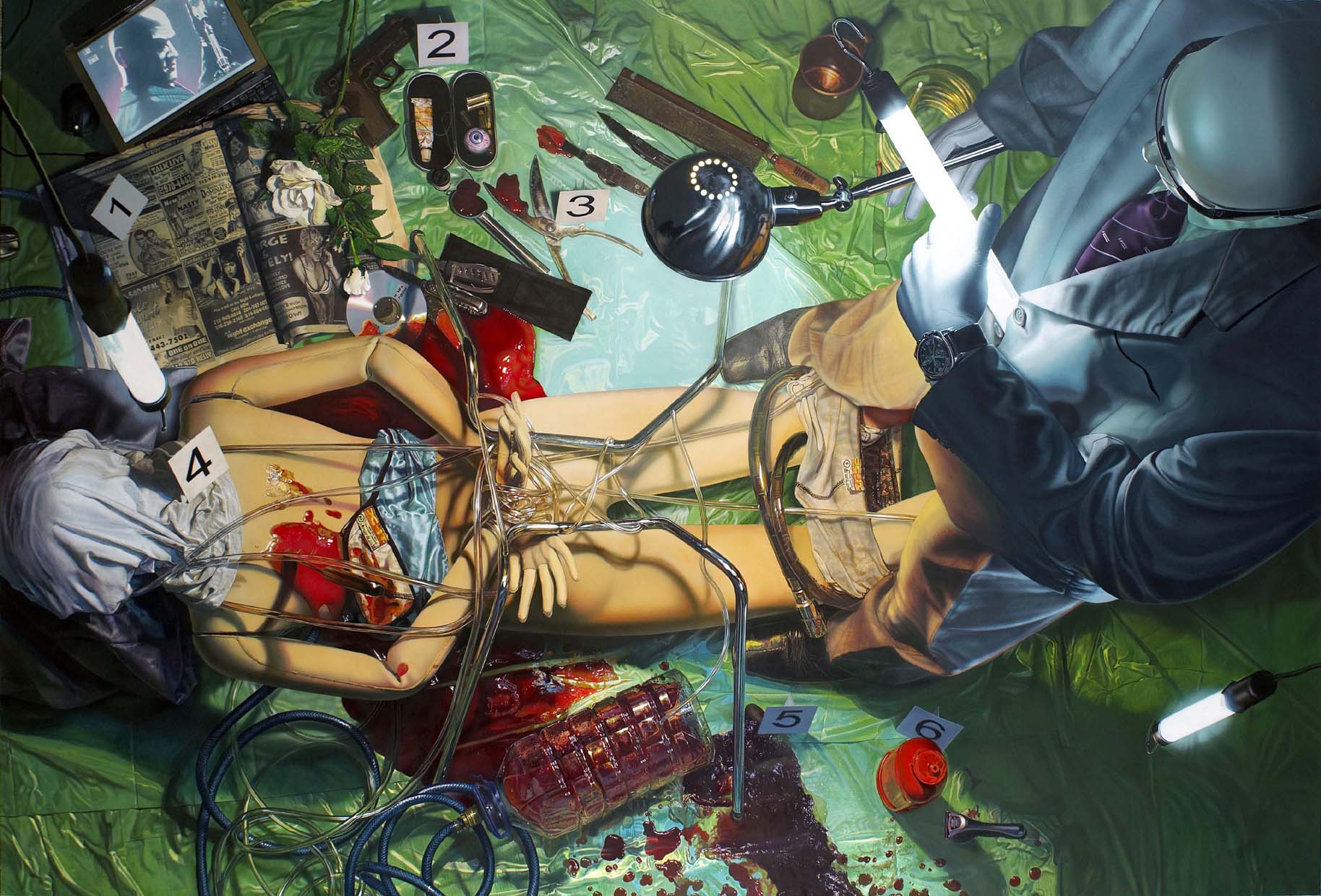 <p style="text-align: center;">Killer scene – 2004 – 200x330cm – acrylik on canvas</p>