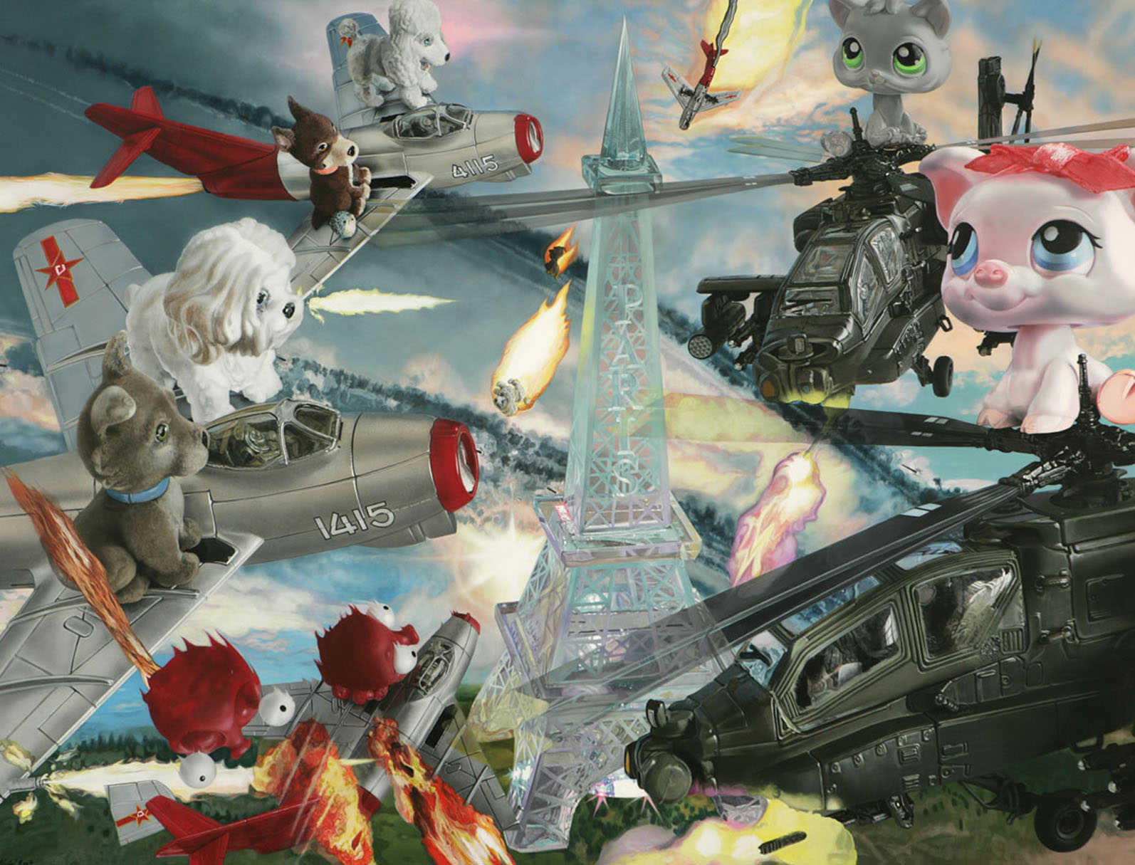 <p style="text-align: center;">Airbattle over Paris – 2007 – 150x200cm – acrylik on canvas</p>