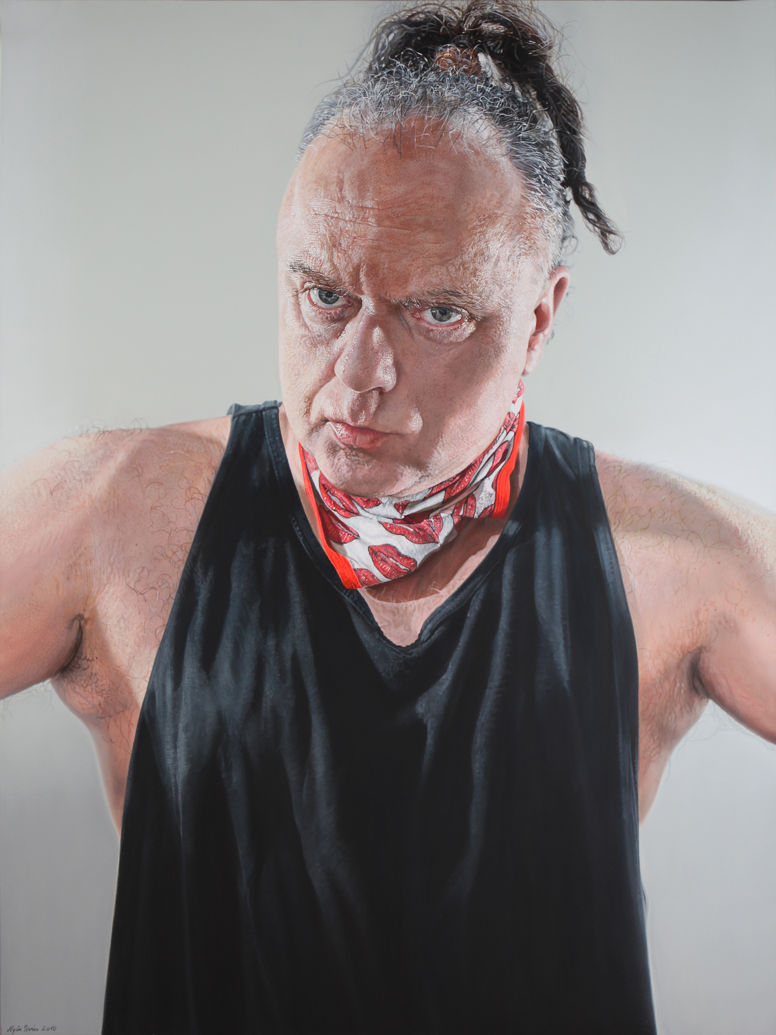 <p style="text-align: center;">Meathead – self portrait – 2010 – 200x150cm – acrylik on canvas</p>