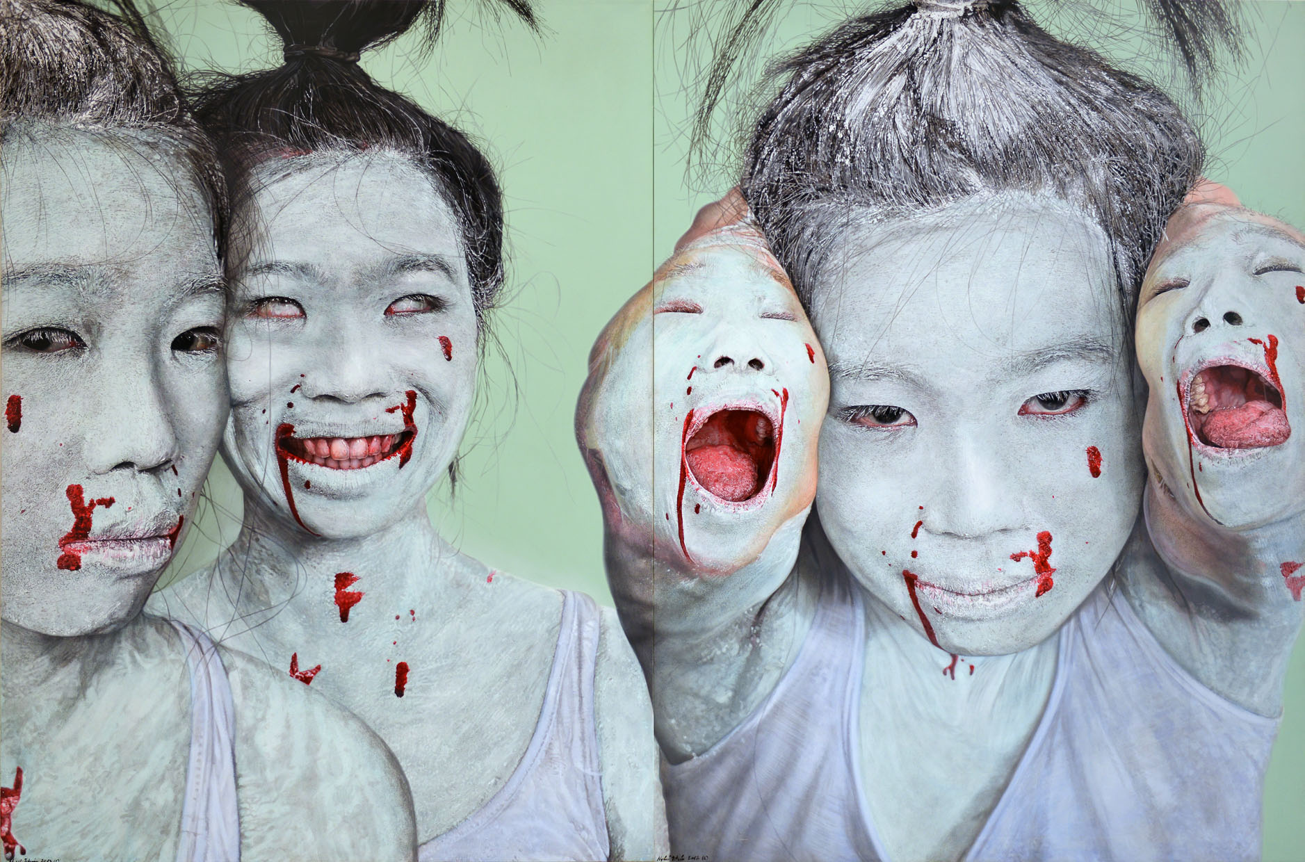 <p style="text-align: center;">Geisha bites Geisha – 2012 – 200x300cm – acrylik on canvas</p>