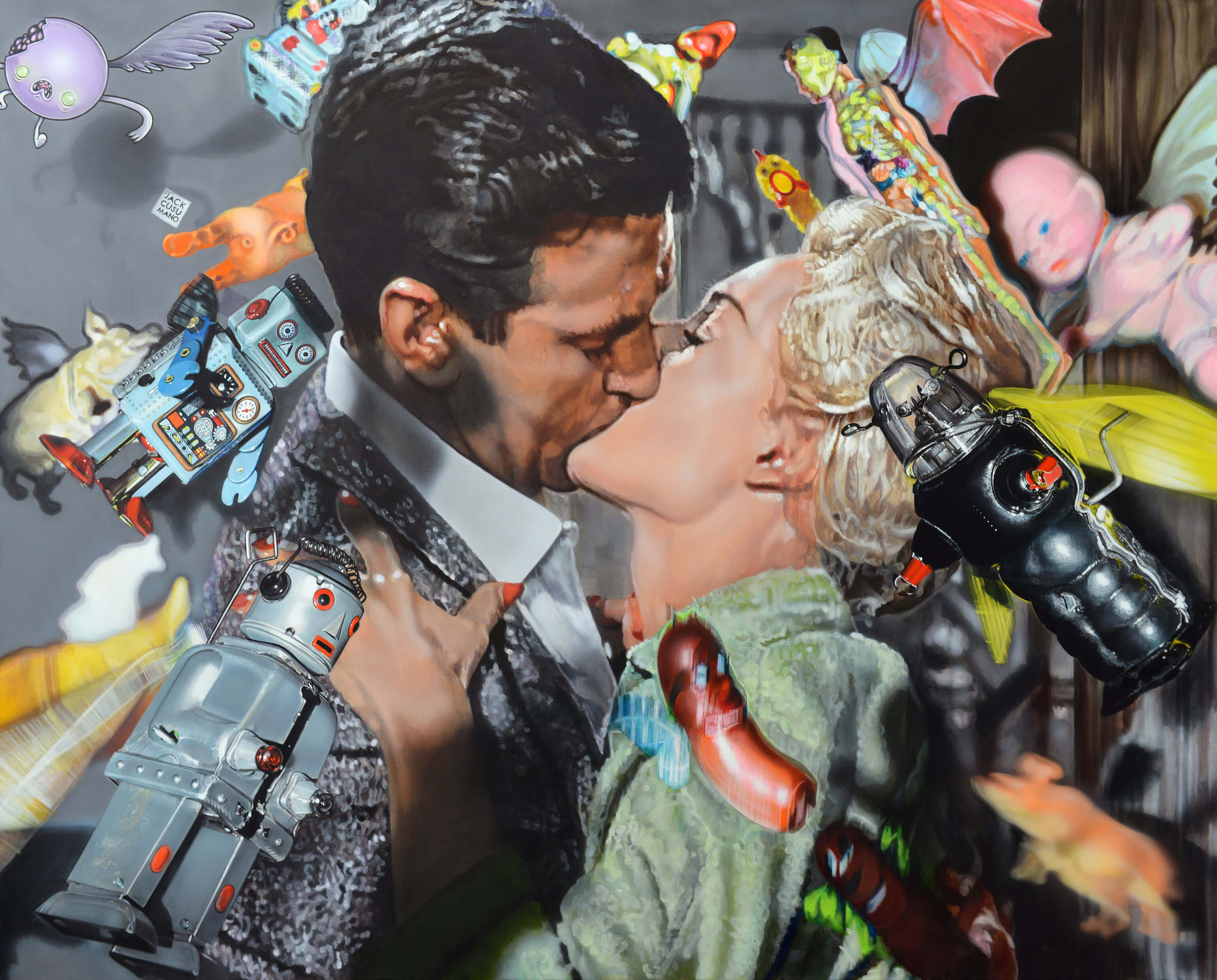 <p style="text-align: center;">The Birds by Hitchcock & Me - 2017 - 120x150cm- acrylic on canvas</p>