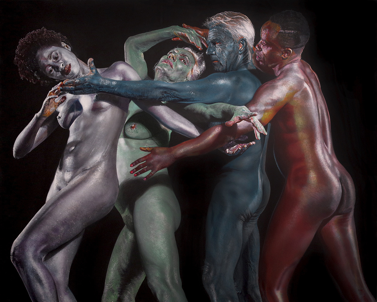 <p style="text-align: center;">8 handed Laokoon Group - /8 kezes Laokoon Csoport/ - 2021 - 120x150cm - acrylic on canvas</p>